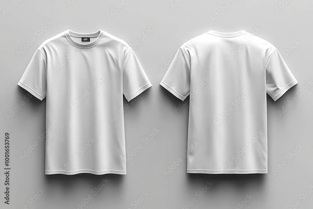 a clear mockup of a white tshirt displayed from front and back views showcasing a blank canvas ideal for customization and design set against a neutral backdrop for maximum focus on the apparel a clear mockup of a white tshirt displayed from front and back views showcasing a blank canvas ideal for customization and design set against a neutral backdrop for maximum focus on the apparel