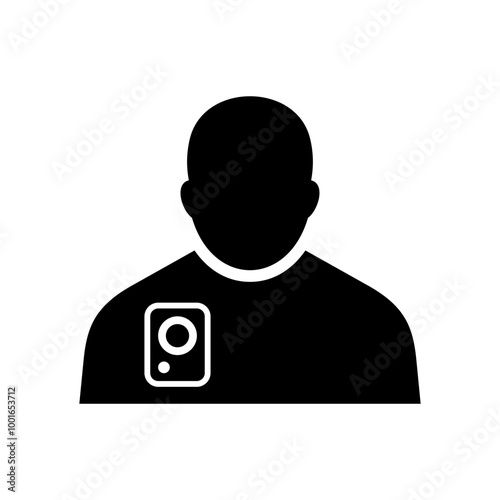Body worn camera icon. CCTV. Security. Video and audio recording. Vector icon isolated on white background.