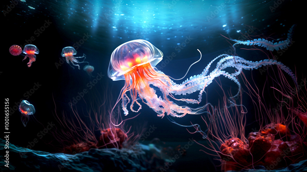jellyfish in the water light jellyfish in the water light