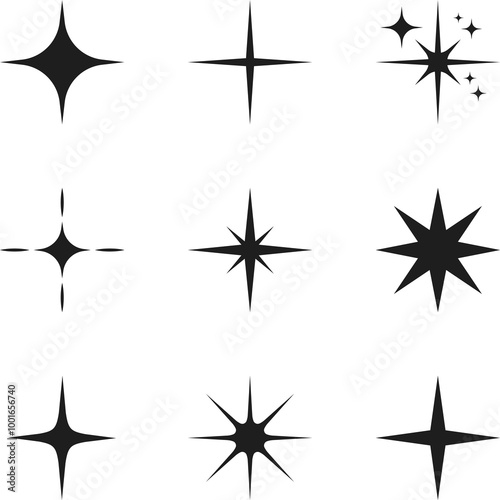 Sparkle Twinkle Star Decorative Icon Set PNG Illustration