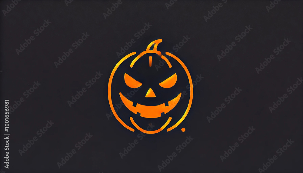 Minimalist halloween design - outline of a pumpkin, lots of copy space Minimalist halloween design - outline of a pumpkin, lots of copy space