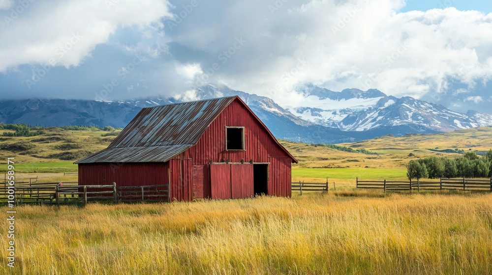 Rustic barn surrounded by picturesque landscape Rustic barn surrounded by picturesque landscape