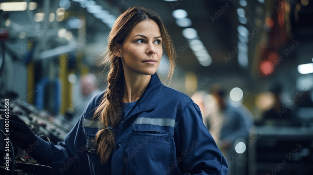 A professional female mechanic working in a car service. Neural network ai generated art A professional female mechanic working in a car service. Neural network ai generated art