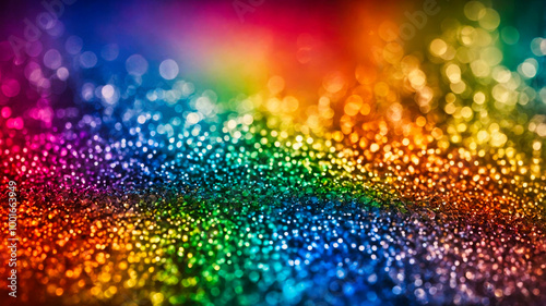Rainbow glitter texture with colorful bokeh lights