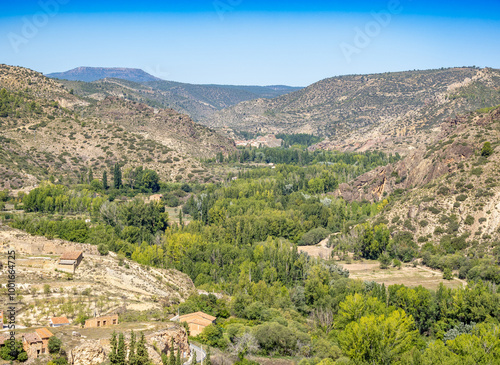 Wallpaper Mural Mountains and trees around Ebron river bed near Castielfabib village Torontodigital.ca