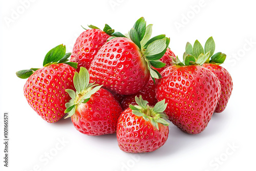 Plump strawberries isolated on white background