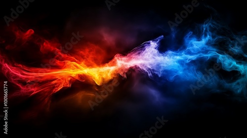 Abstract fire and ice dynamic energy clashing swirl