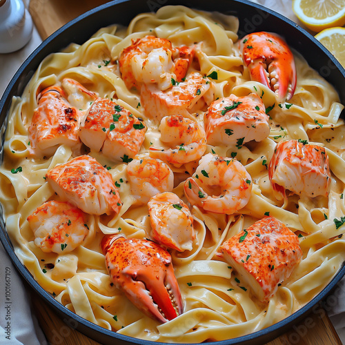 lobster nuddles on a plate photo