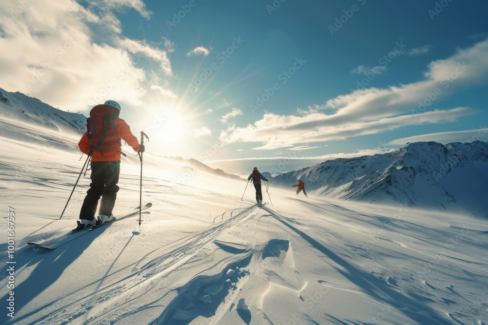 Skier Gliding Down a Snowy Mountain Skier Gliding Down a Snowy Mountain