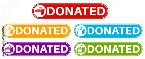 Set collections colourful donated trendy sign icon. money Donation labels design template Vector illustration	