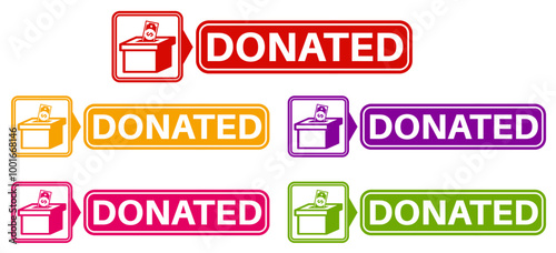 Set collections colourful donated trendy sign icon. money Donation labels design template Vector illustration	