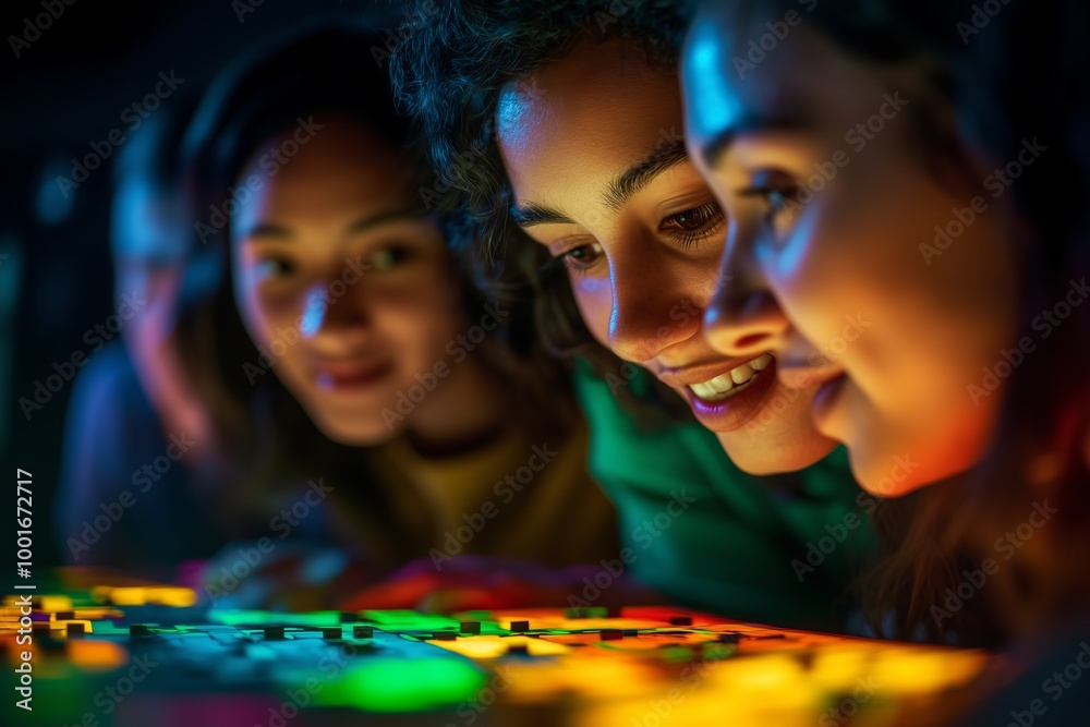 Fototapeta premium diverse team of coworkers at an escape game room