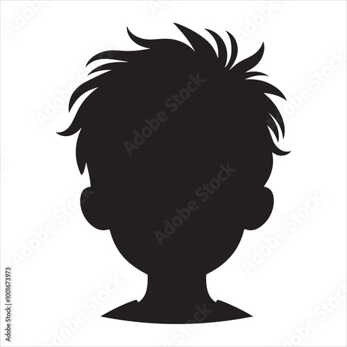 Child boy face silhouette on white background
