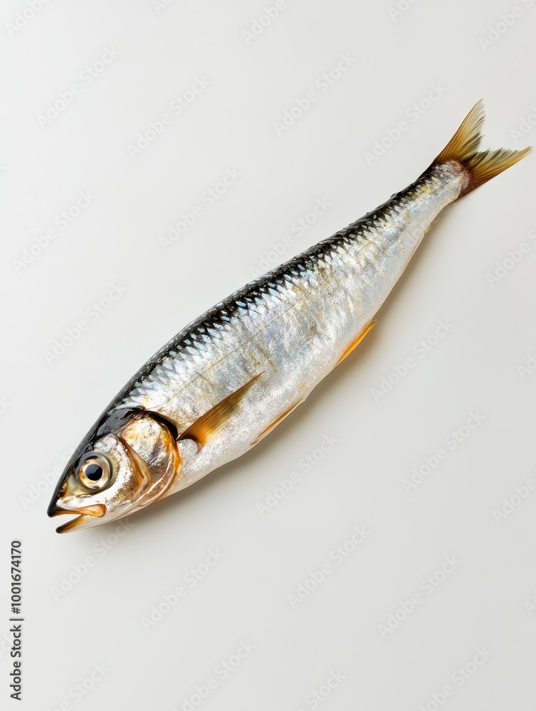 Fototapeta premium Whole Anchovy Fish on White Background
