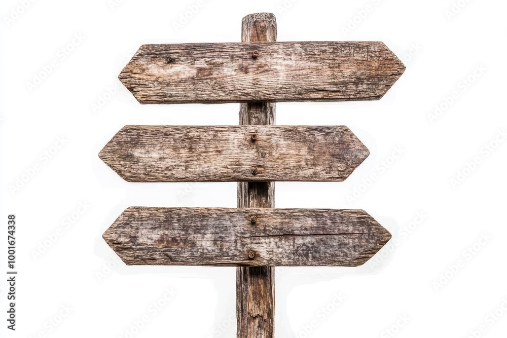 Rustic Wooden Signpost with Three Blank Arrows Rustic Wooden Signpost with Three Blank Arrows