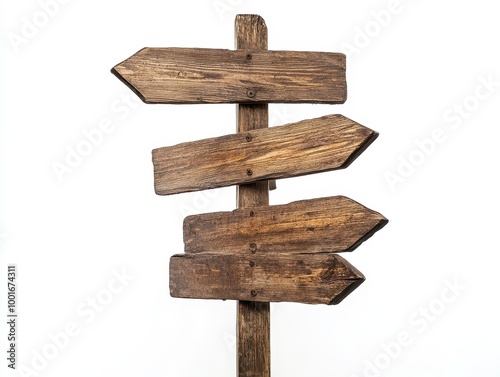 Rustic Wooden Signpost with Empty Arrows