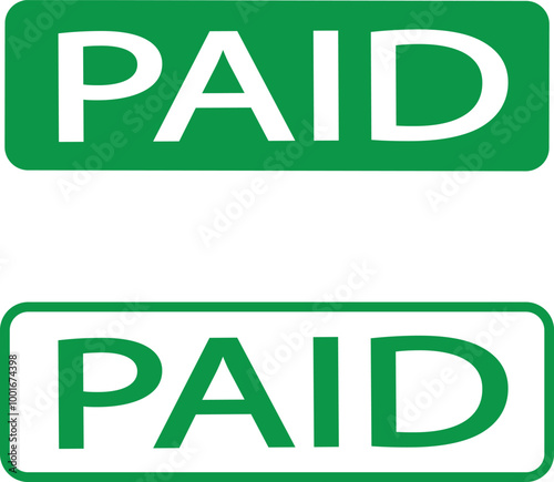 Paid stamp vector texture. Rubber cliche imprint. Web or print design element for sign, sticker, label, Badge, Placard, Notice, Seal, Message, Alert icons set isolated on transparent background.