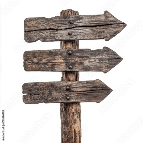 Wooden Signpost with Blank Arrows for Directional Use photo