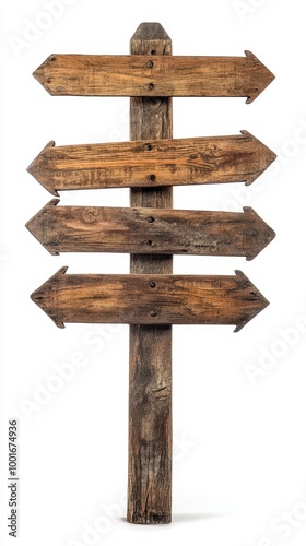 Rustic Wooden Signpost with Empty Arrows