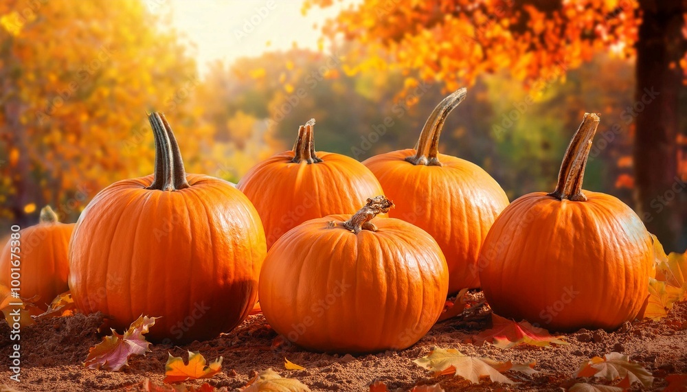 Vibrant Pumpkins Gathered in a Sunlit Field During Autumn Harvest Season Vibrant Pumpkins Gathered in a Sunlit Field During Autumn Harvest Season