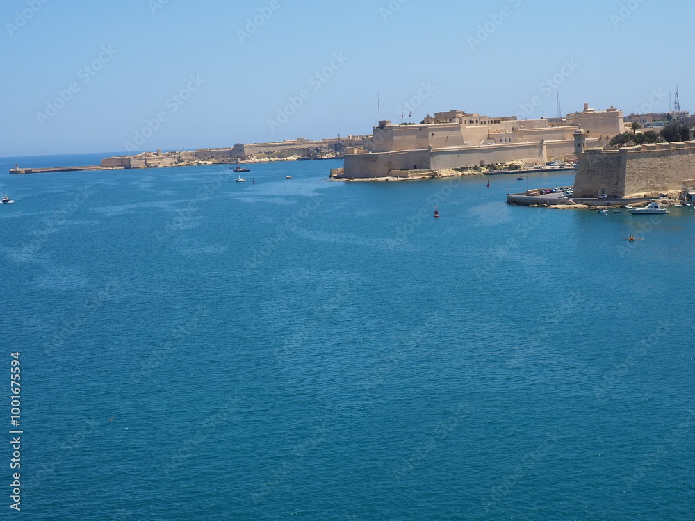 Beautiful landscape of valletta, malta island, europe. old city and mediterranean sea Beautiful landscape of valletta, malta island, europe. old city and mediterranean sea