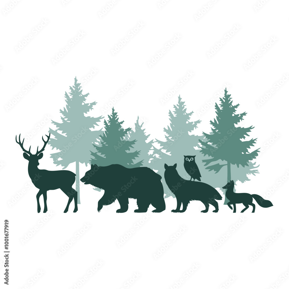 Silhouette of forest animals Silhouette of forest animals