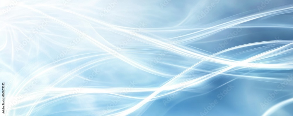 Abstract blue light curves on a soft background