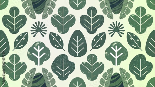 Seamless pattern with organic shapes, green tones, and natural textures, symbolizing sustainability and eco-friendly concepts. photo