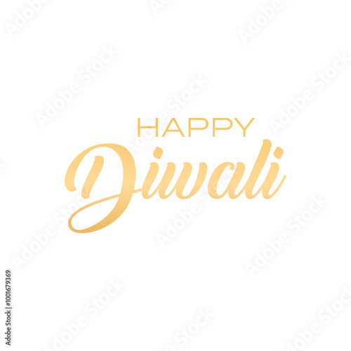 Happy Diwali Hindu Festival Text Design with Gold Gradient | Deepawali Vector Design SVG photo