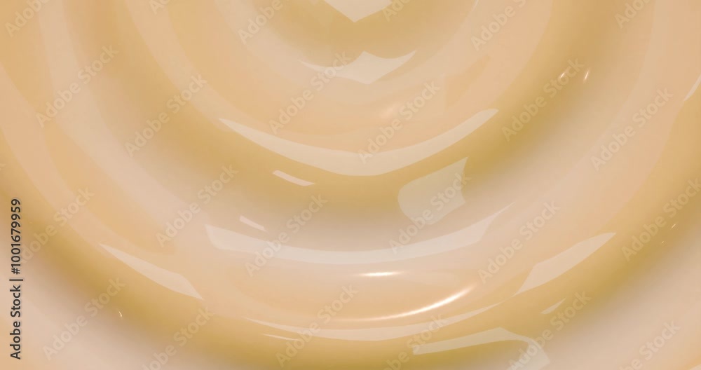 Animated 3D background with yellow and cream ripples, depicting the concepts of collagen serum, hyaluronic acid, and vitamins in a composition