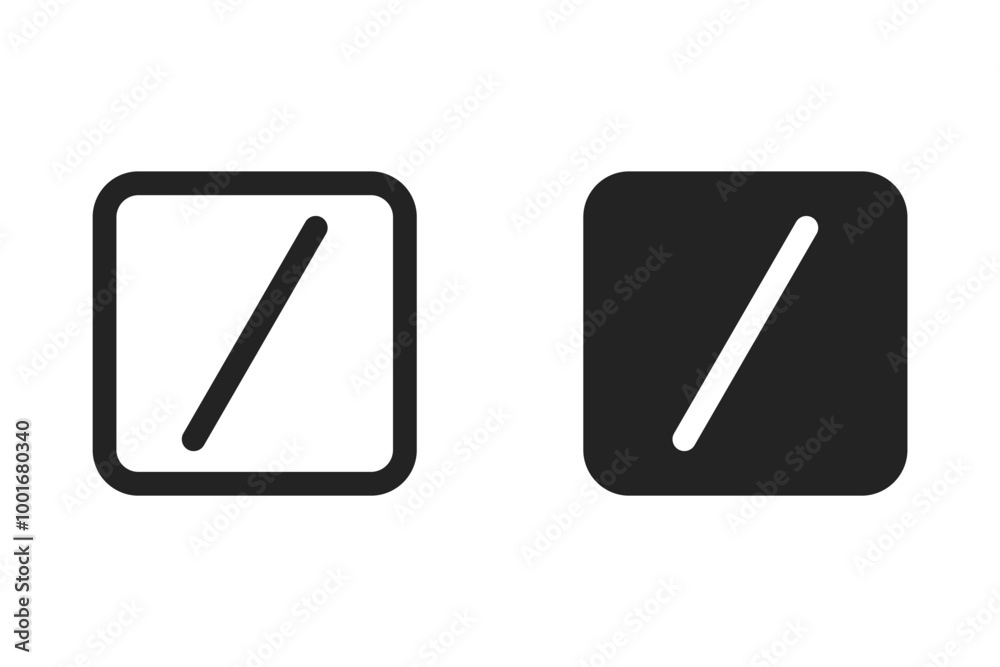 Black isolated slash sign illustration in both filled and outlined symbols. Vector icons in flat style Black isolated slash sign illustration in both filled and outlined symbols. Vector icons in flat style
