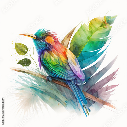 Gift a friend a multicolor bird of paradise watercolor with a delightful Colorful Watercolor photo