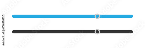 Multimedia progress control bar set illustration black and blue colors for UI. Vector icons in flat style