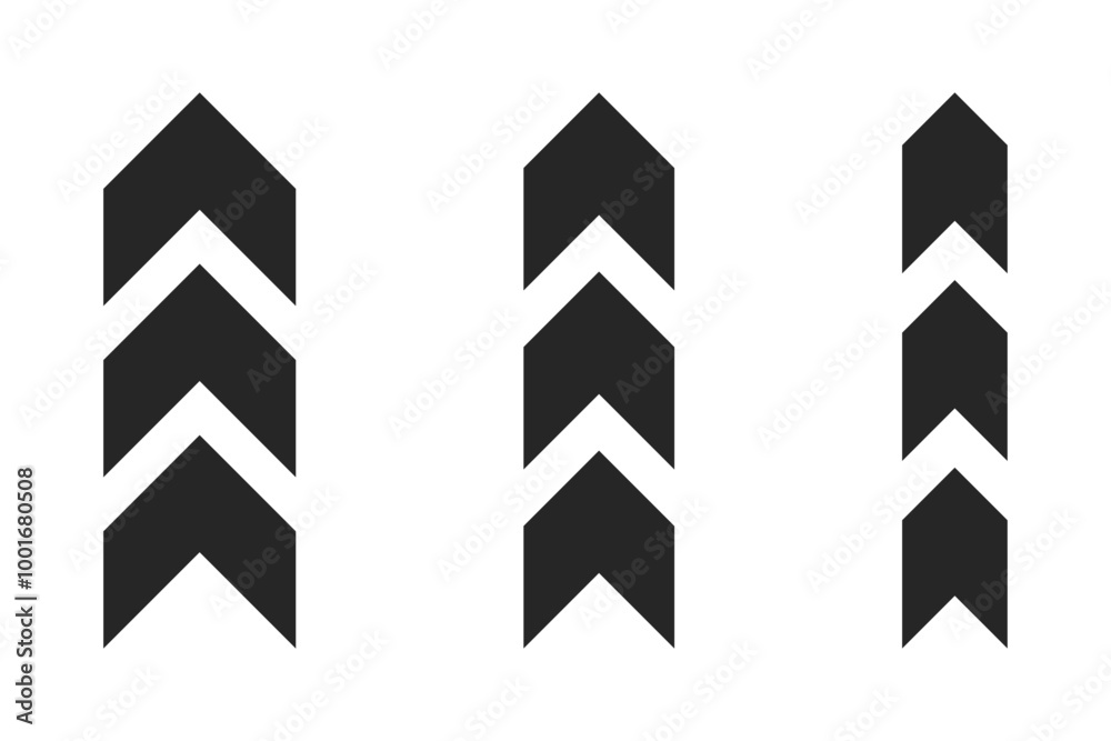 Arrow scroll story in social media black isolated button in 3 variations. Vector icons in flat style Arrow scroll story in social media black isolated button in 3 variations. Vector icons in flat style
