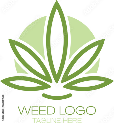 weed logo design with vector marijuana leaf for cannabis clipart