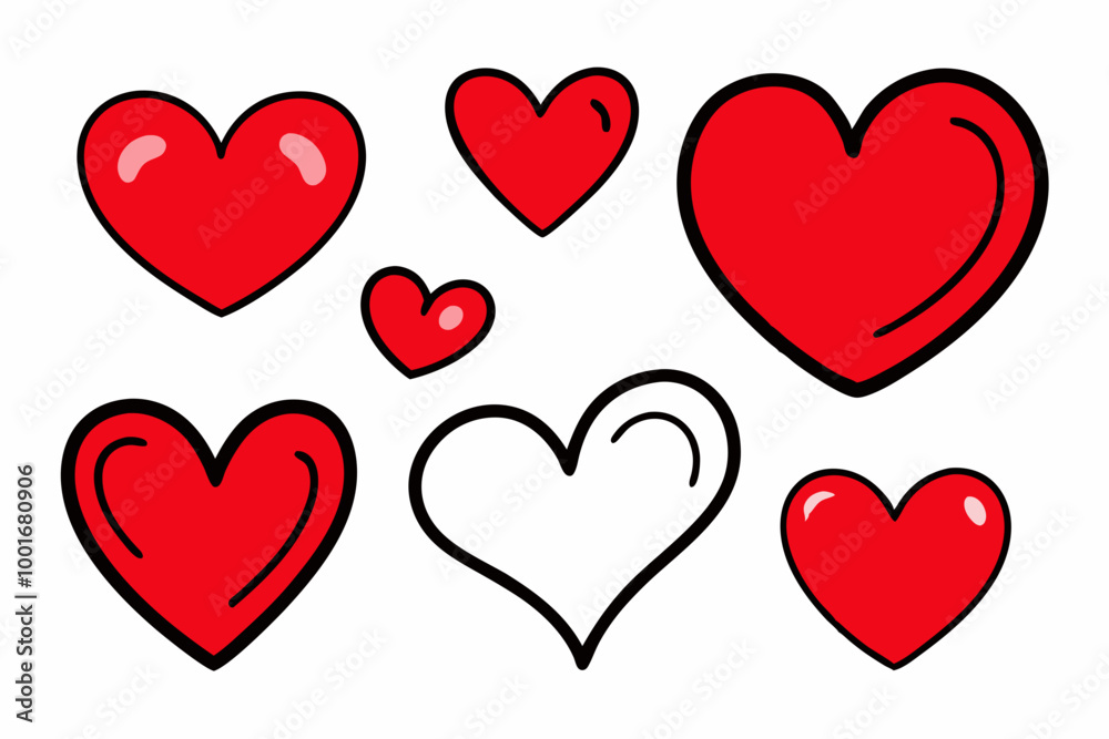 Heart vector icons. Set of love symbols isolated on transparent background. Heart vector icons. Set of love symbols isolated on transparent background.