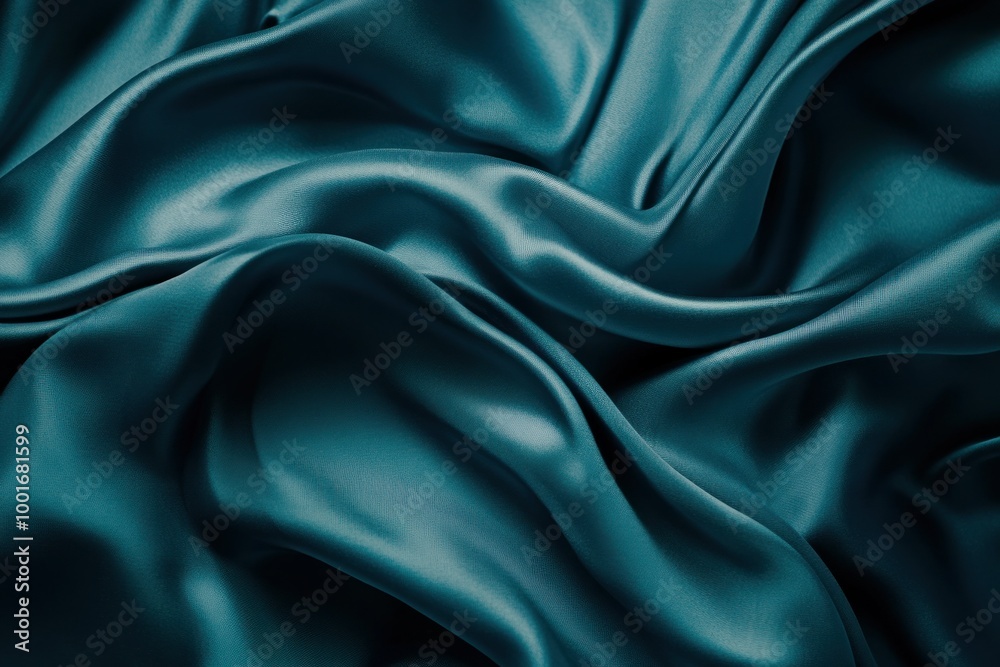 Elegant Dark Teal Silk Fabric Texture