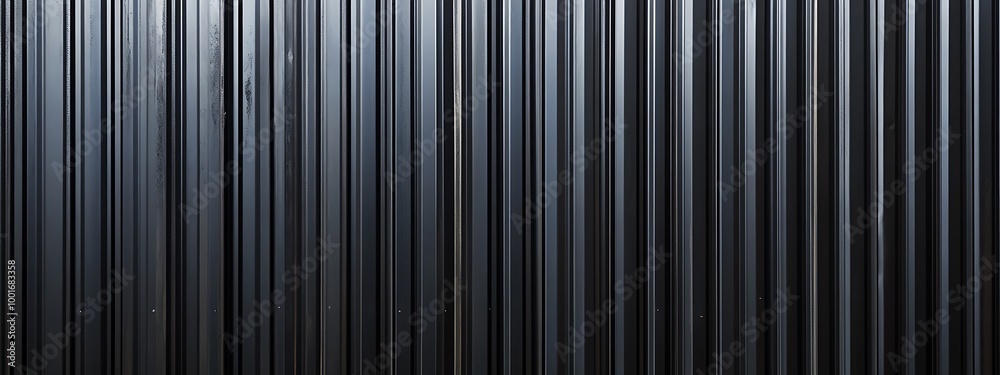 Obraz premium Black corrugated metal texture. Wall wooden vertical panels. Dark steel roof sheet. Wood siding for construction. 