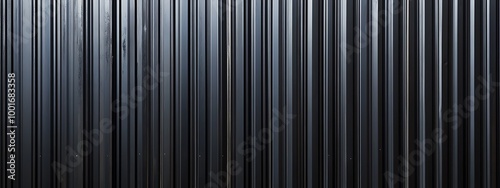  Black corrugated metal texture. Wall wooden vertical panels. Dark steel roof sheet. Wood siding for construction. 