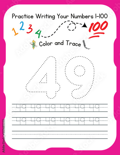 Number tracing Worksheets for kids 