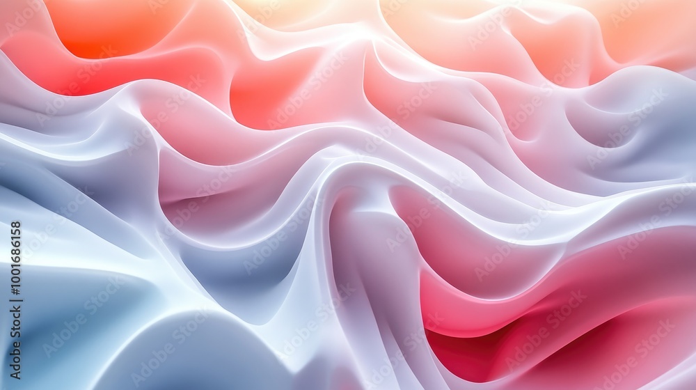 Obraz premium Abstract Artistic Flowing Fabric in Red, White, and Blue Gradient for Modern Design Backgrounds