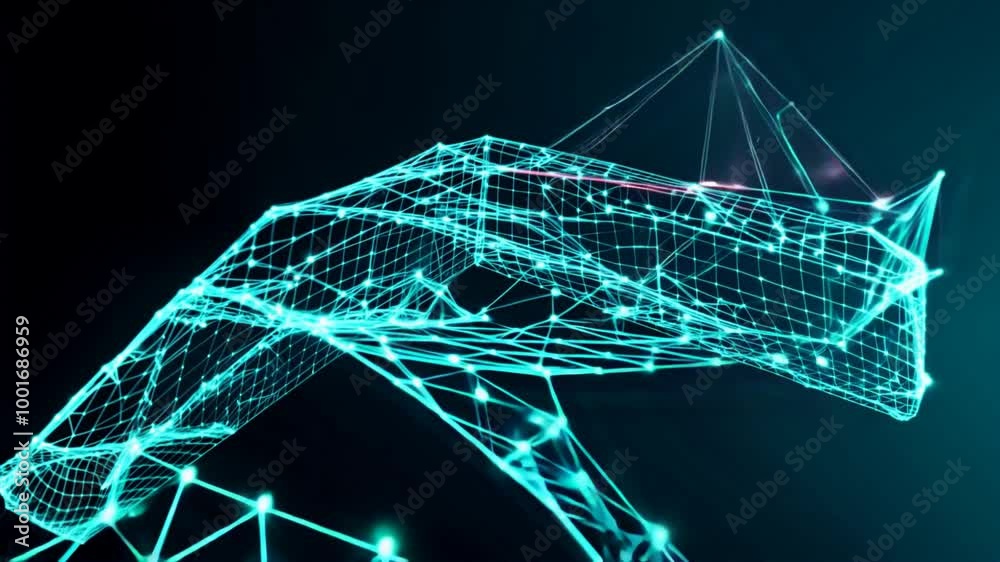 3D Wireframe Grid: Abstract Technical Structure 3D Wireframe Grid: Abstract Technical Structure