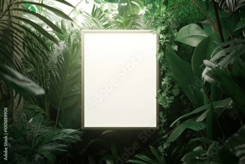 Blank Frame Surrounded by Lush Greenery