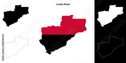 Lunda Norte province outline map set