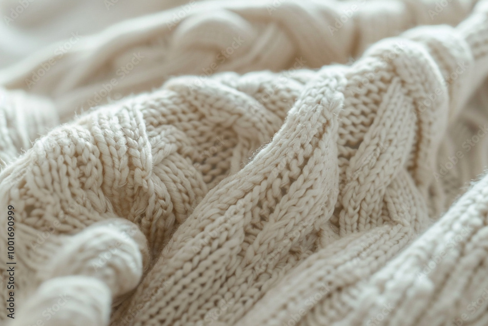 Close up of a cozy knitwear sweater in soft light highlighting the texture of the knitted patterns Close up of a cozy knitwear sweater in soft light highlighting the texture of the knitted patterns