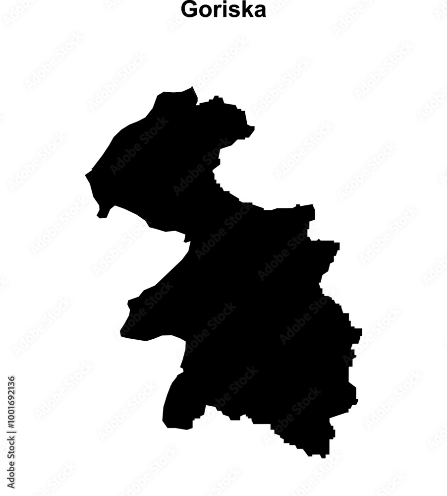 Goriska region blank outline map Goriska region blank outline map