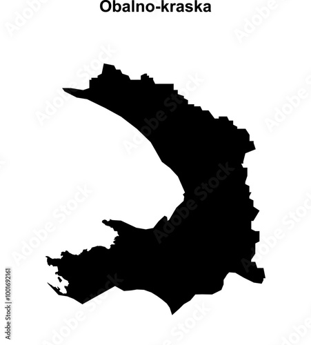 Obalno-kraska region blank outline map