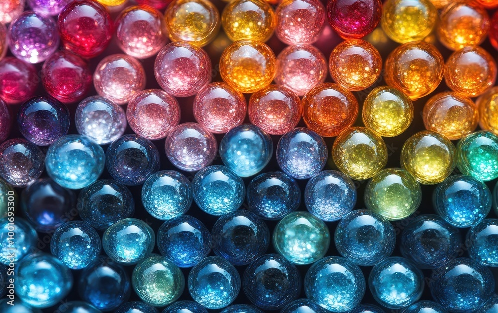 Colorful glittering beads arranged in a vibrant, mesmerizing pattern, perfect for crafting or decorative projects. Colorful glittering beads arranged in a vibrant, mesmerizing pattern, perfect for crafting or decorative projects.