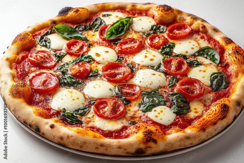 delicious pizza margherita presented on a clean white background showcasing fresh ingredients and vibrant colors appealing to food lovers and culinary enthusiasts delicious pizza margherita presented on a clean white background showcasing fresh ingredients and vibrant colors appealing to food lovers and culinary enthusiasts