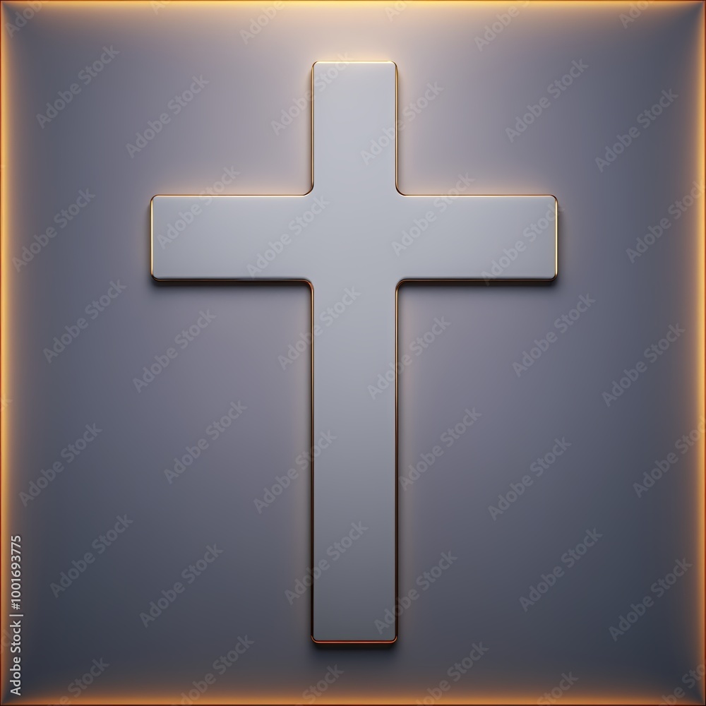 three-dimensional cross with a glowing light effect, set against a dark background. three-dimensional cross with a glowing light effect, set against a dark background.